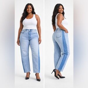 Women's Two-Tone Barrel Jeans Size 18W NWT